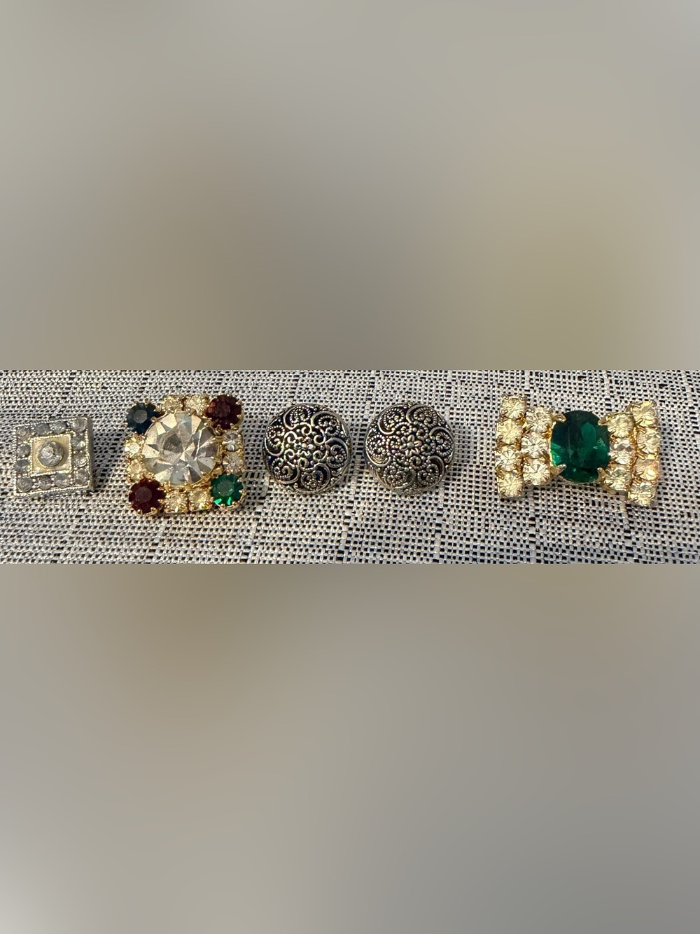 Set of five Ornate Filigree Dome ButtonsEarrings